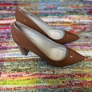 Marc Fisher Brown Patent Leater Pump heel shoes. Women's Size 9.5
